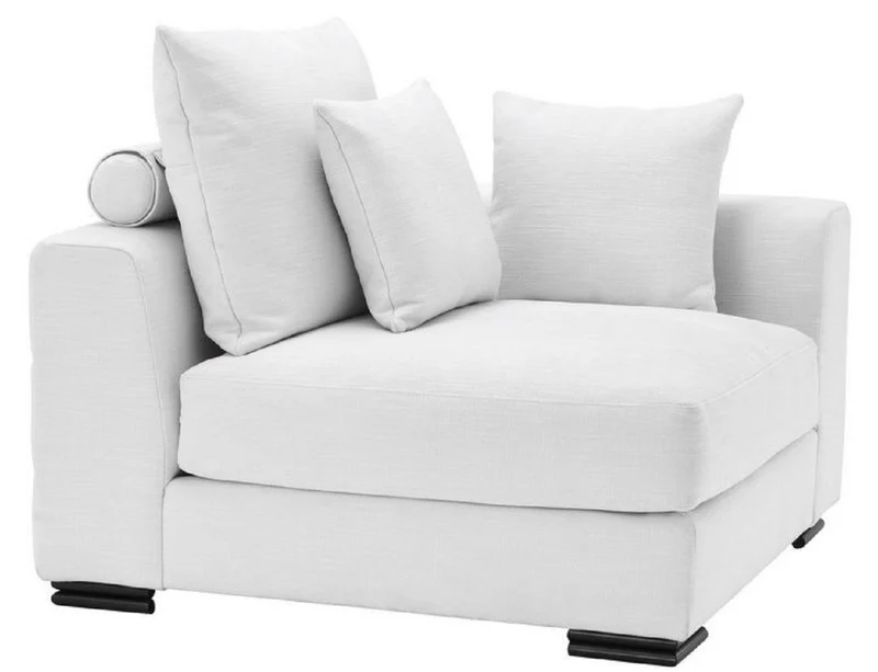 Casa Padrino Luxus Ecksofa Weiß / Schwarz 108 x 108 x H. 90 cm - Erweiterbares Wohnzimmer Sofa mit Kissen - Luxus Möbel