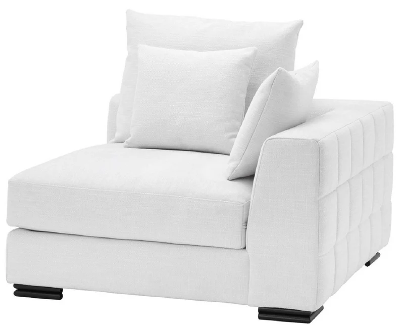 Casa Padrino Luxus Ecksofa Weiß / Schwarz 108 x 108 x H. 90 cm - Erweiterbares Wohnzimmer Sofa mit Kissen - Luxus Möbel