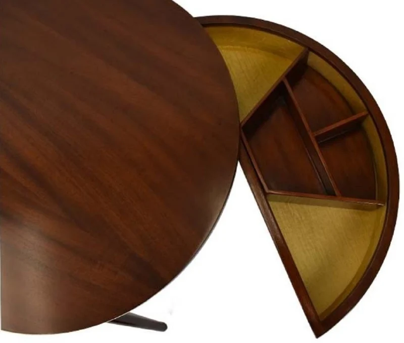Casa Padrino Luxus Beistelltisch Dunkelbraun Ø 54 x H. 54 cm - Runder Mahagoni Tisch mit 2 Schubladen - Luxus Qualität