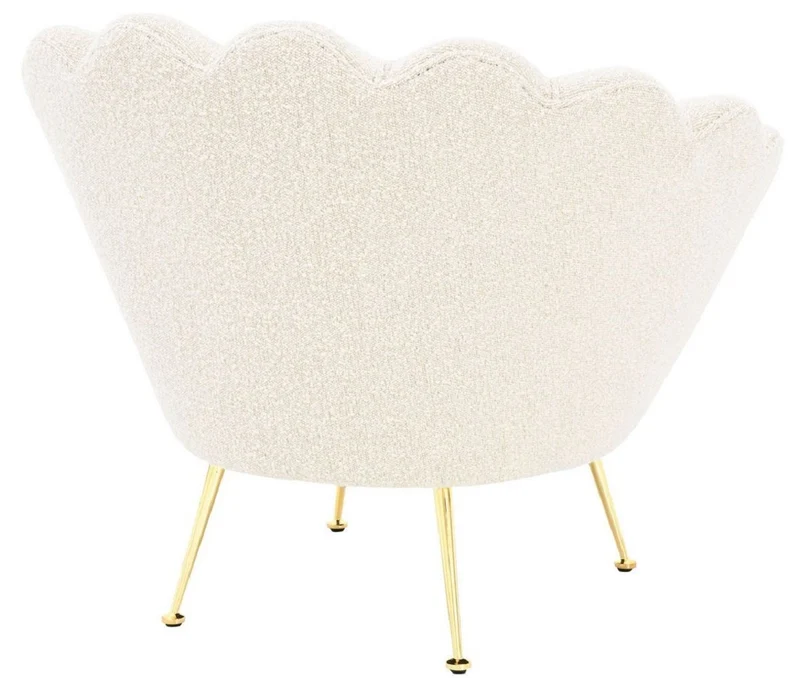 Casa Padrino Designer Art Deco Wohnzimmer Sessel Weiß / Messingfarben 96,5 x 79 x H. 78 cm - Luxus Wohnzimmermöbel