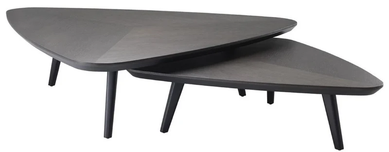 Casa Padrino Luxus Couchtisch Set Mokkafarben - 2 Massivholz Wohnzimmertische - Wohnzimmer Möbel - Luxus Qualität