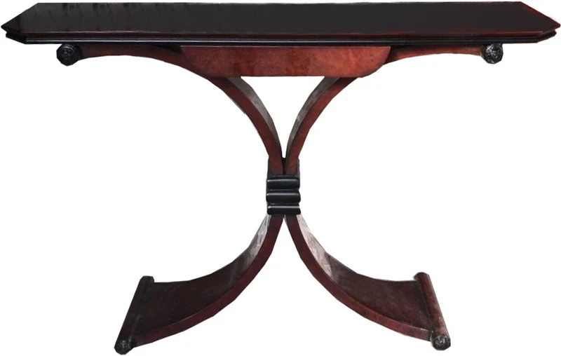 Casa Padrino Art Deco Konsole Braun mit Schublade - Beistelltisch 120 x 35 x H 95cm - Antik Stil Tisch - Möbel