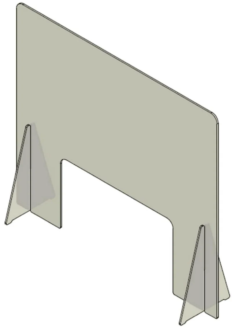 Casa Padrino Kunststoff Sicherheitsscheibe mit Durchreiche Transparent 60 x H. 70 cm - Schreibtisch Empfangstheken Spuckschutz