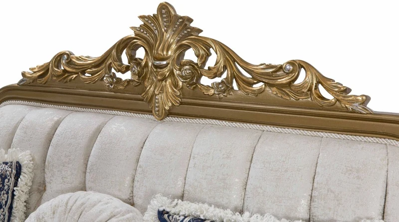 Casa Padrino Luxus Barock Wohnzimmer Set Blau / Weiß / Gold - 2 Sofas & 2 Sessel & 1 Couchtisch - Prunkvolle Barock Möbel - Wohnzimmer Möbel