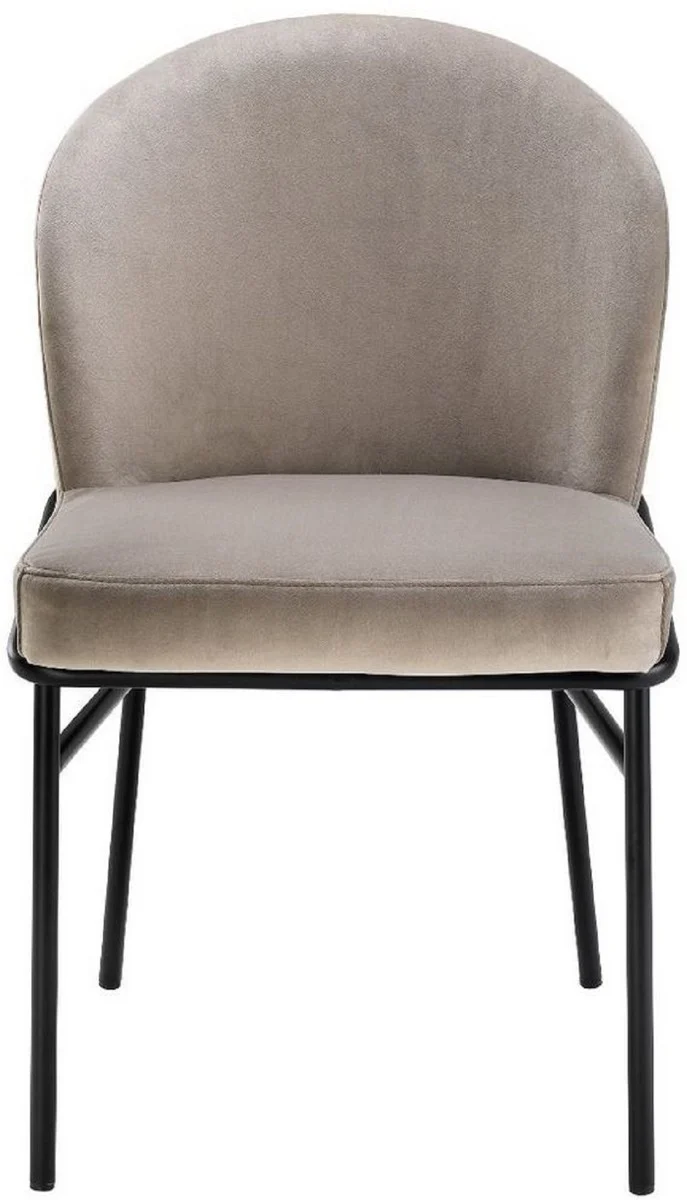 Casa Padrino Luxus Esszimmerstühle Greige / Schwarz 49 x 56 x H. 82 cm - Küchenstühle mit edlem Samtstoff - Esszimmer Set