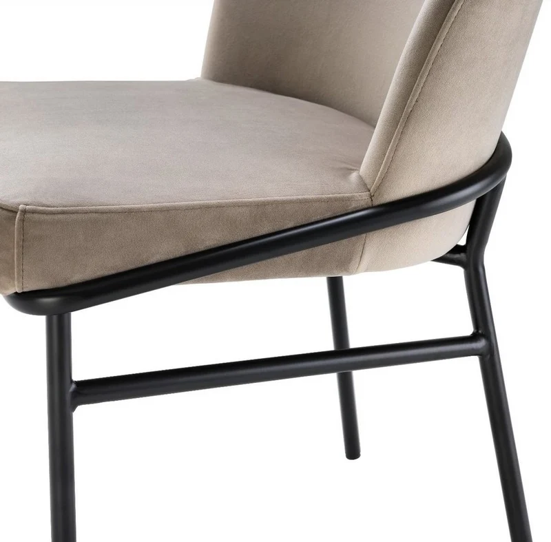 Casa Padrino Luxus Esszimmerstühle Greige / Schwarz 49 x 56 x H. 82 cm - Küchenstühle mit edlem Samtstoff - Esszimmer Set