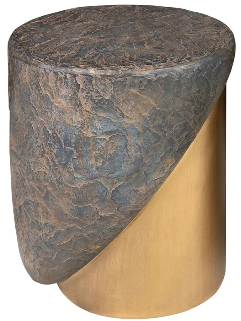 Casa Padrino Designer Hocker Antik Kupfer / Messing Ø 41 x H. 48,5 cm - Runder Sitzhocker aus Glasfaserverstärktem Beton - Luxus Möbel