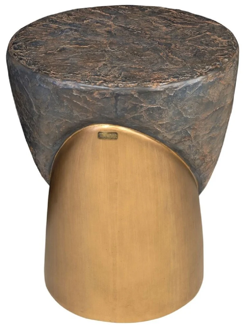 Casa Padrino Designer Hocker Antik Kupfer / Messing Ø 41 x H. 48,5 cm - Runder Sitzhocker aus Glasfaserverstärktem Beton - Luxus Möbel