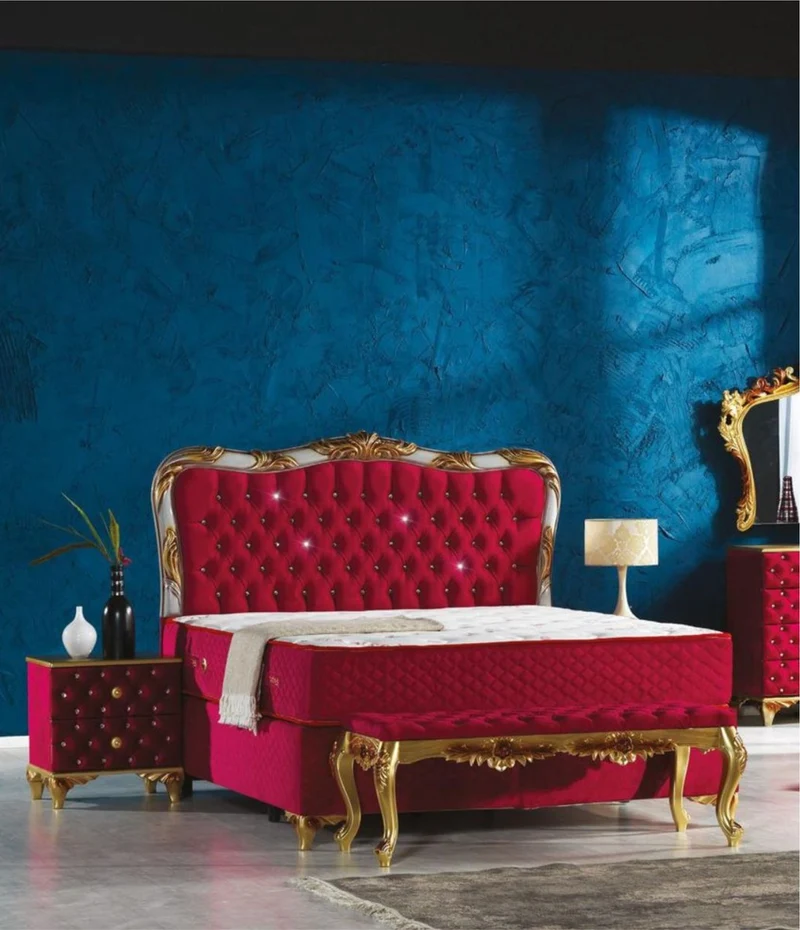 Casa Padrino Barock Nachttisch mit Glitzersteinen und 2 Schubladen Bordeauxrot / Gold 50 x 50 x H. 50 cm - Beistelltisch im Barockstil - Barock Schlafzimmer Möbel