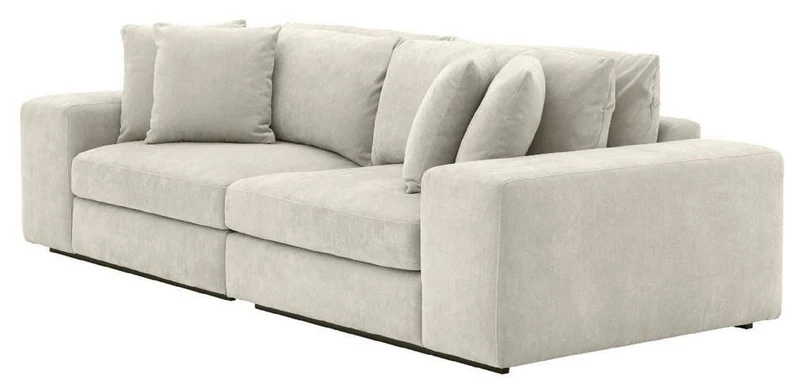 Casa Padrino Luxus Wohnzimmer Sofa mit Kissen Sandfarben / Schwarz 280 x 120 x H. 90 cm - Luxus Qualität