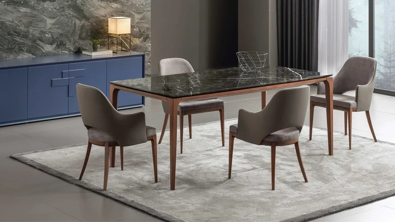 Casa Padrino Luxus Designer Esstisch mit Glasplatte in Halb Edelstein Optik - High Class Esszimmer Tisch