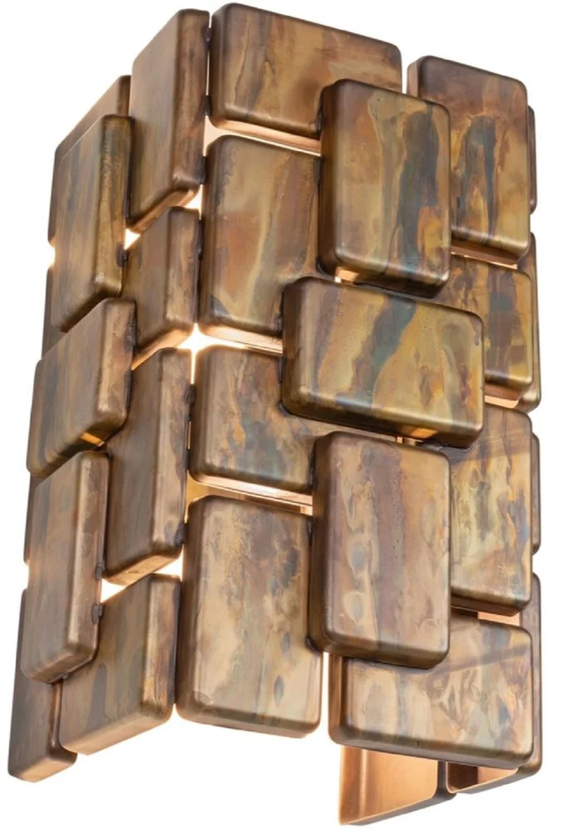 Casa Padrino Designer Wandleuchte oxidiertes Messing 25 x 21 x H. 36 cm - Luxus Kollektion