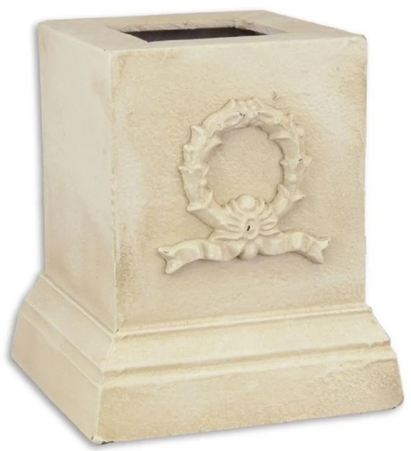 Casa Padrino Barock Deko Sockel Weiß 17,1 x 17,1 x H. 19,8 cm - Gusseisen Sockel im Barockstil - Barock Deko Accessoires
