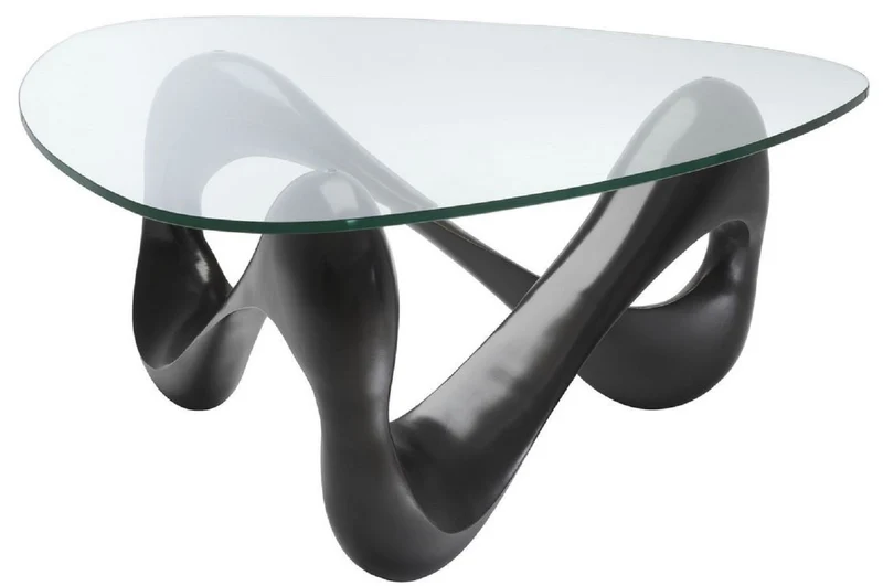 Casa Padrino Designer Couchtisch Bronze 100,5 x 98 x H. 43,5 cm - Wohnzimmertisch mit 3-eckiger Glasplatte - Luxus Möbel