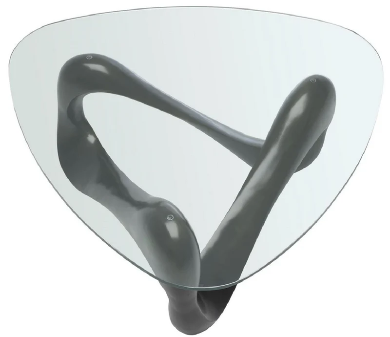 Casa Padrino Designer Couchtisch Bronze 100,5 x 98 x H. 43,5 cm - Wohnzimmertisch mit 3-eckiger Glasplatte - Luxus Möbel