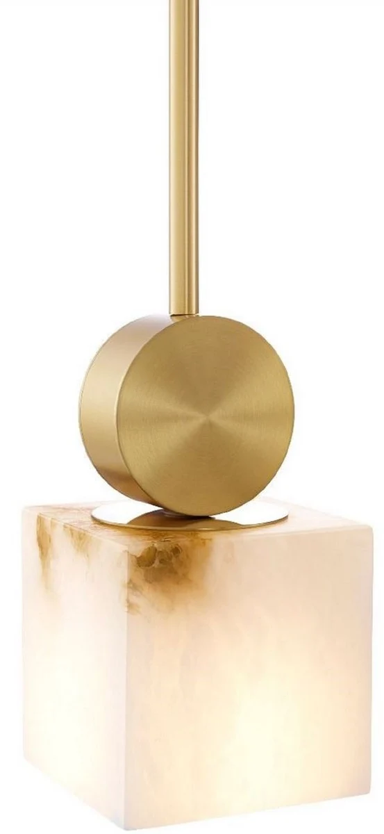 Casa Padrino Luxus Hängeleuchte Alabaster / Messing 12 x 12 x H. 24 cm - Luxus Kollektion