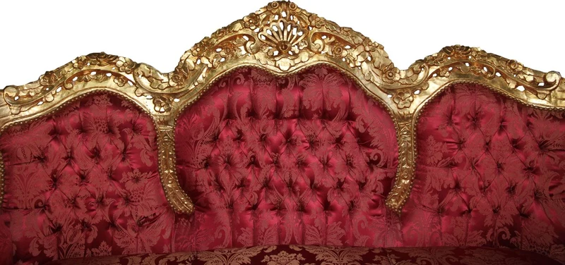Casa Padrino Barock 3er Sofa Lord Bordeauxrot / Gold 184 x 81 x H. 125 cm - Handgefertigtes Wohnzimmer Sofa mit elegantem Muster - Barock Möbel