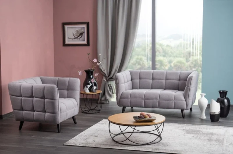 Casa Padrino Luxus Sofa Grau / Schwarz 142 x 85 x H. 78 cm - Wohnzimmer Couch - Luxus Möbel