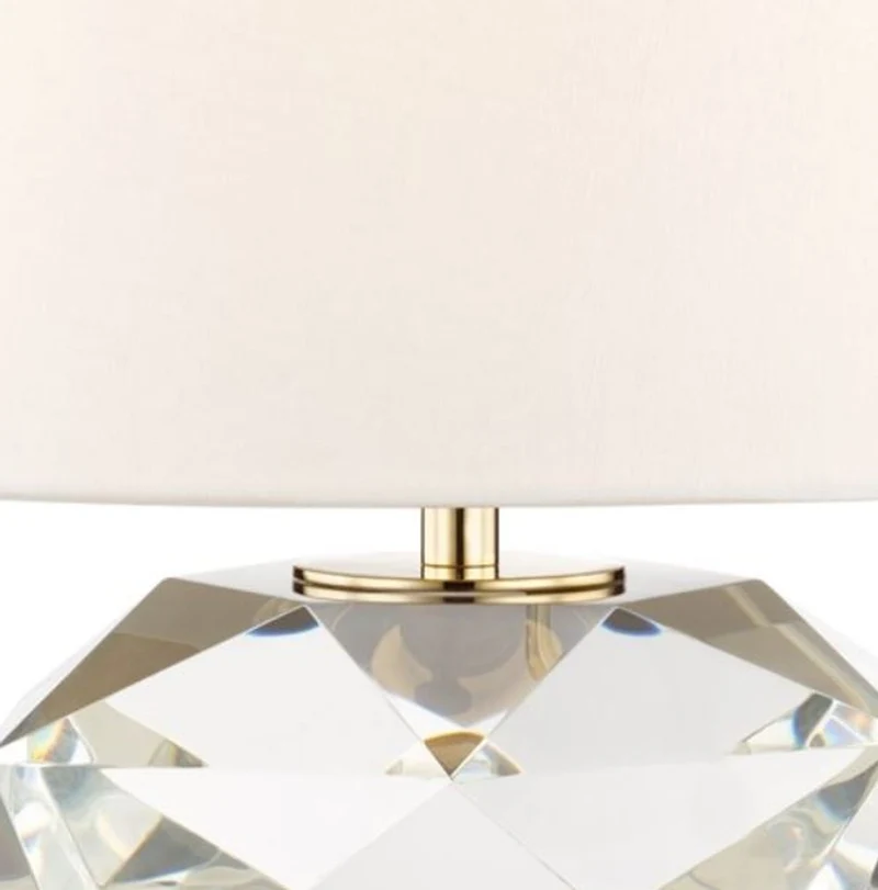 Casa Padrino Luxus Tischleuchte Antik Messing / Weiß Ø 34 x H. 41 cm - Elegante Tischlampe mit rundem Leinen Lampenschirm - Luxus Qualtät