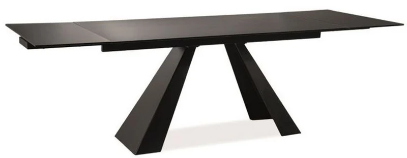 Casa Padrino Designer Esstisch Mattschwarz 160-240 x 90 x H. 76 cm - Ausziehbarer Esszimmertisch mit gehärteter Glasplatte - Designer Möbel