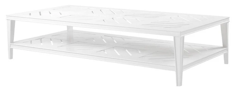 Casa Padrino Luxus Couchtisch Weiß 180 x 90 x H. 42 cm - Rechteckiger Wohnzimmertisch aus hochwertigen strapazierbarem Aluminium - Gartentisch