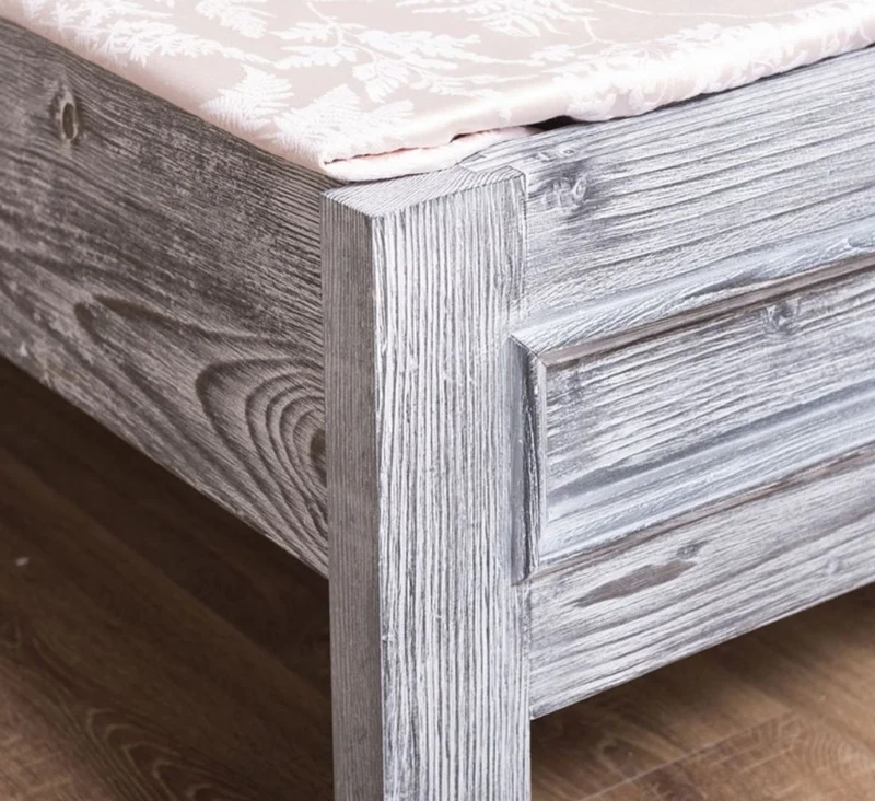 Casa Padrino Landhausstil Massivholz Bett Antik Grau 90 x 200 x H. 93 cm - Massivholz Einzelbett - Landhausstil Schlafzimmer Möbel
