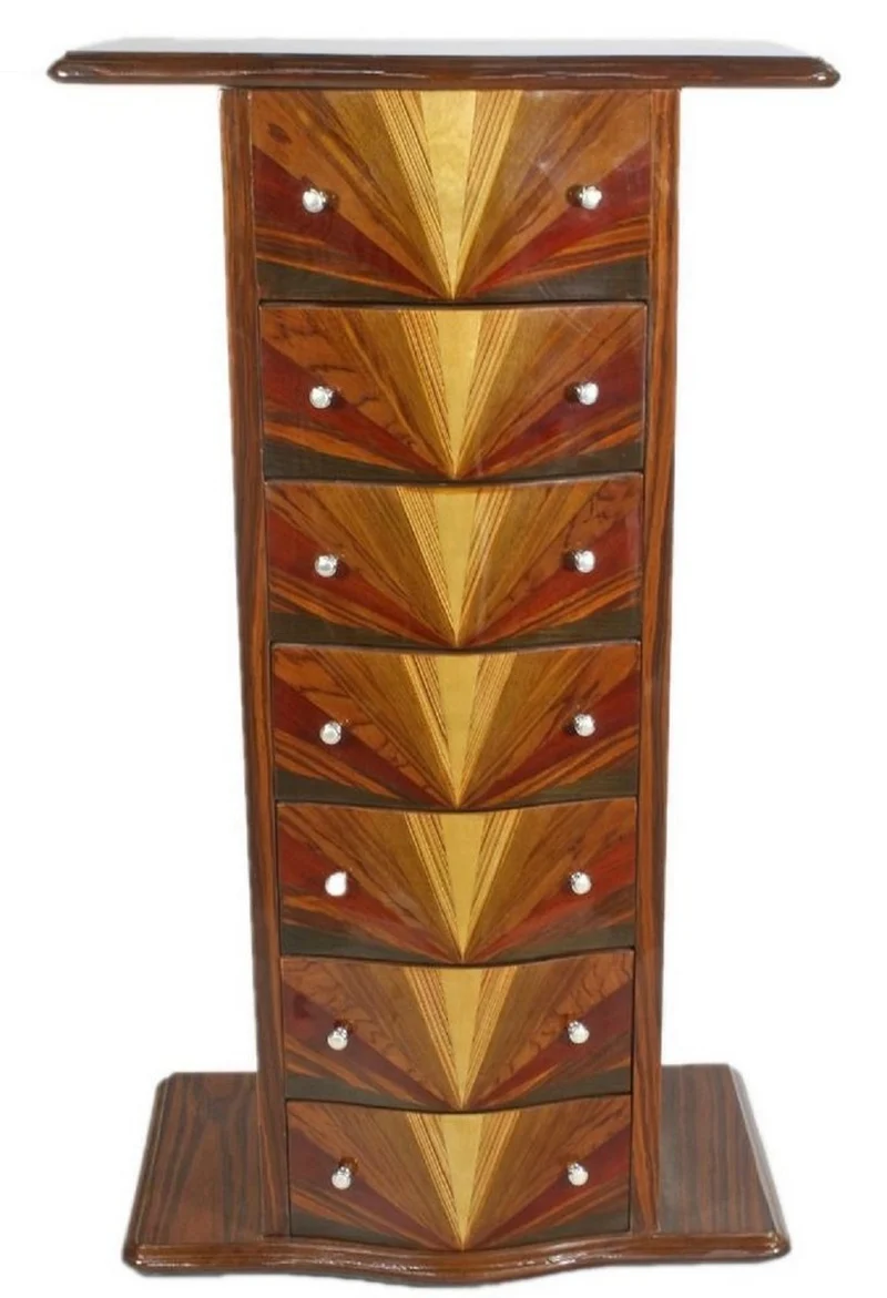 Casa Padrino Art Deco Mahagoni Kommode mit 7 Schubladen und Ablagefläche Braun 70 x 40 x H. 120 cm - Art Deco Möbel
