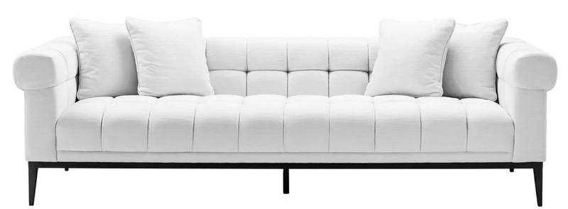 Casa Padrino Luxus Sofa Weiß / Schwarz 240 x 98 x H. 69 cm - Wohnzimmer Sofa mit 4 Kissen - Wohnzimmer Möbel - Luxus Möbel