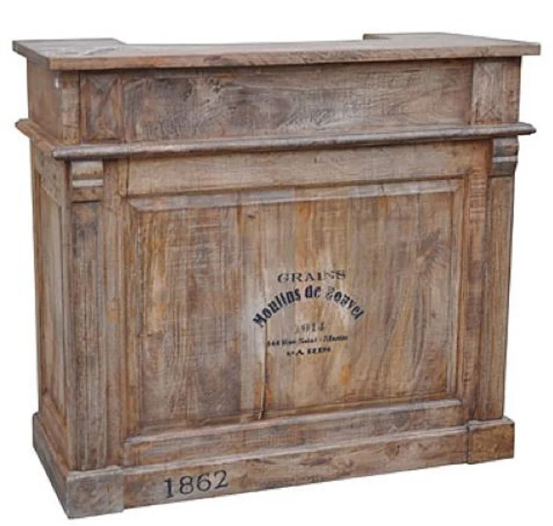 Casa Padrino Landhausstil Bartisch mit 2 Schubladen Naturfarben 120 x 50 x H. 109 cm - Barschrank - Theke - Landhaus Stil Möbel