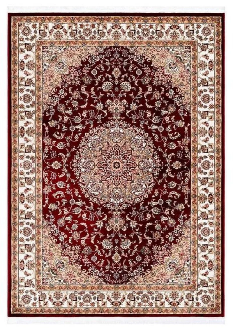 Casa Padrino Teppich mit orientalischen Ornamenten Rot / Mehrfarbig - Verschiedene Größen - Wohnzimmer Teppich