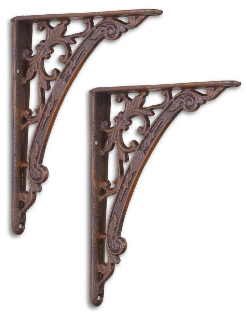 Casa Padrino Jugendstil Gusseisen Wandhalter Set Antik Braun 14 x H. 18,6 cm - Wanddeko - Deko Accessoires