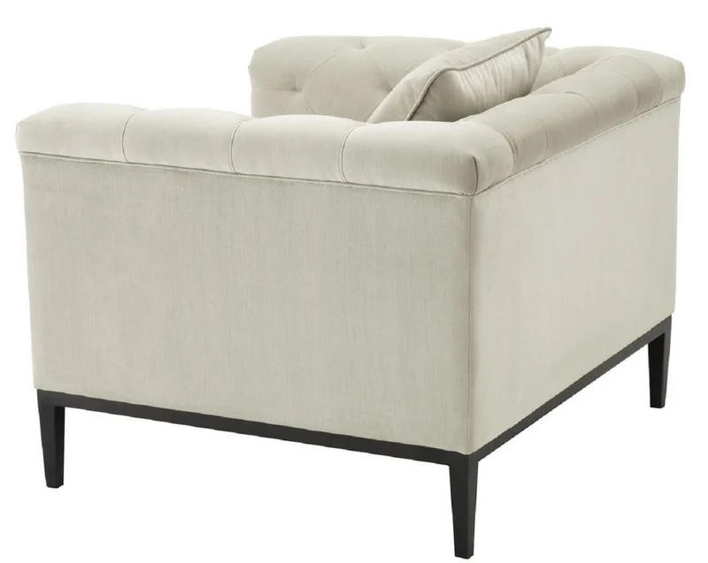 Casa Padrino Luxus Chesterfield Sessel mit Kissen Hellgrau / Rotguss 103 x 97 x H. 75 cm - Chesterfield Wohnzimmer Möbel