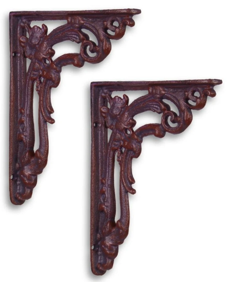 Casa Padrino Jugendstil Wandhalter Set Antik Rotbraun 14,7 x H. 19,4 cm - Barock & Jugendstil Wanddeko Accessoires