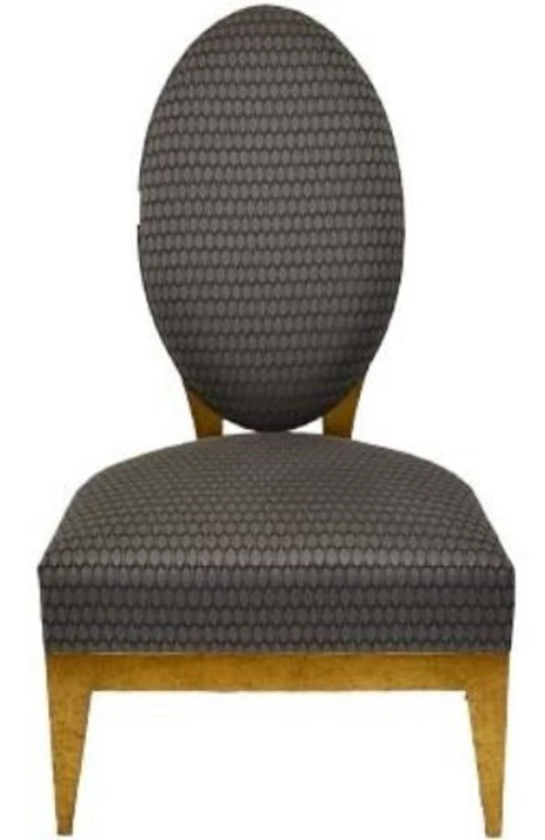 Casa Padrino Luxus Salon Sessel Silber / Schwarz / Hellbraun 65 x 77 x H. 114 cm - Luxus Qualität