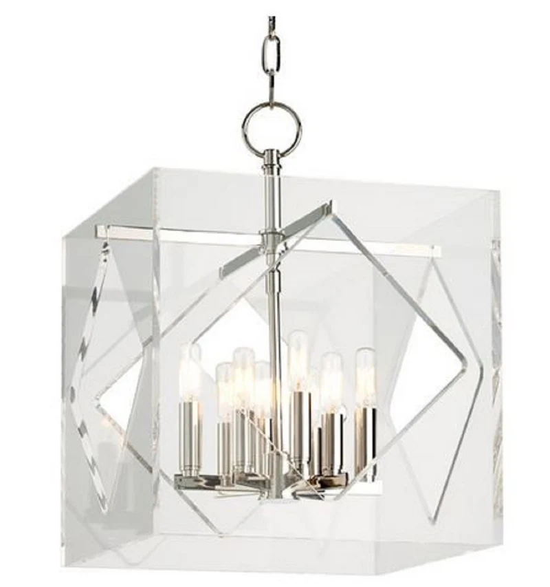 Casa Padrino Luxus Hängeleuchte Silber 40,7 x 40,7 x H. 54,6 cm - Pendelleuchte in Würfelform