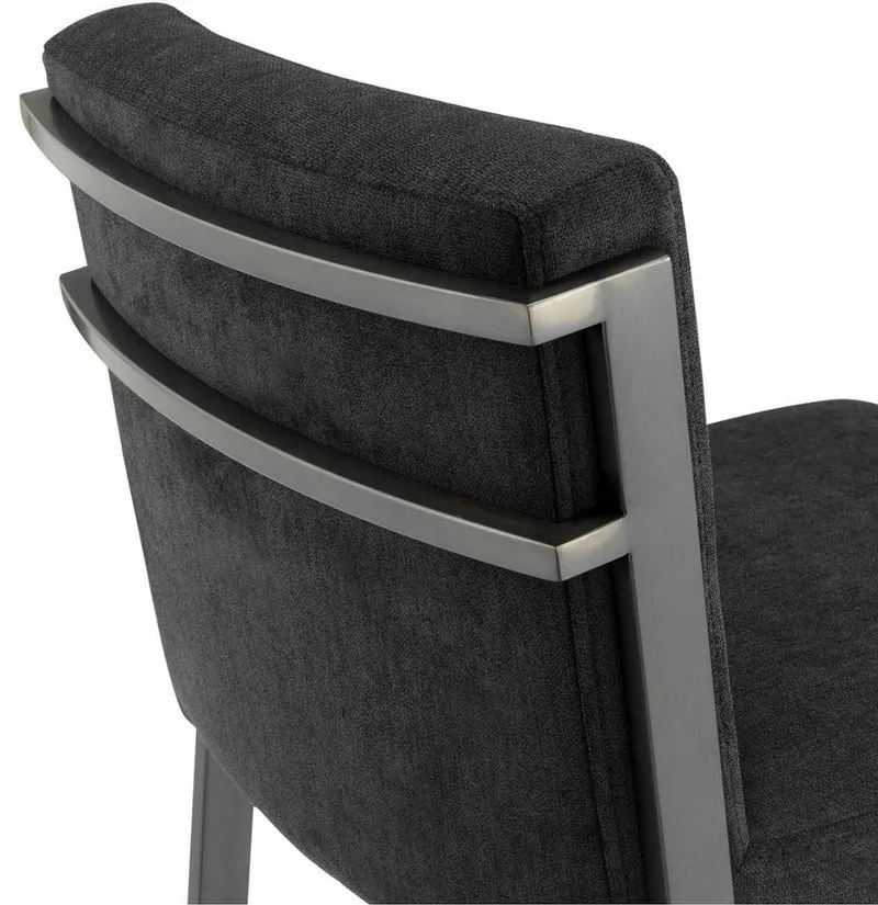 Casa Padrino Luxus Barstuhl Schwarz / Bronze 43 x 54 x H. 101 cm - Designer Edelstahl Barhocker mit Samtstoff - Barmöbel