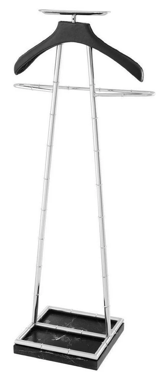 Casa Padrino Luxus Dressboy Silber / Schwarz 50,5 x 31 x H. 117 cm - Kleiderständer Garderobenständer Anzugständer Stummer Diener Herrendiener - Luxus Accessoires