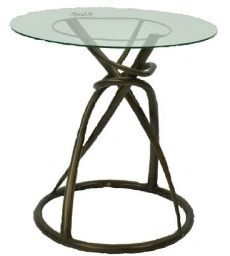 Casa Padrino Designer Esstisch Bronze Ø 71 x H. 70 cm - Runder Esszimmertisch mit Glasplatte - Luxus Qualität