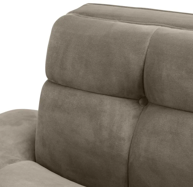 Casa Padrino Luxus Lounge Sofa Greige / Schwarz 223 x 95 x H. 68 cm - Rechtsseitiges Wohnzimmer Sofa mit edlem Samtsoff und 2 Kissen