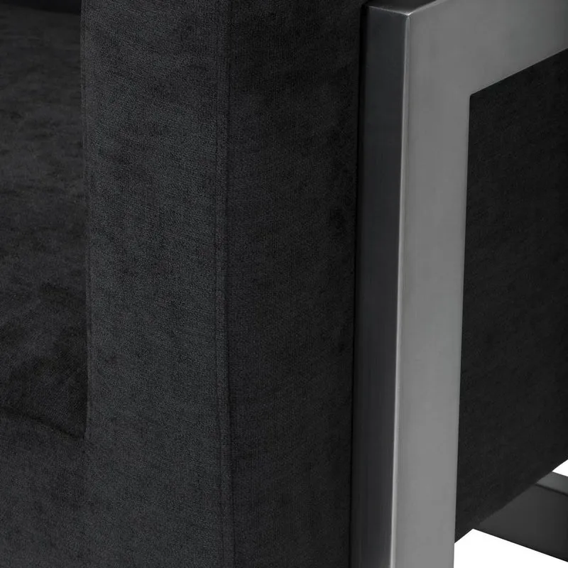 Casa Padrino Luxus Club Samt Sessel Schwarz / Bronze 86 x 70 x H. 74 cm - Luxus Qualität