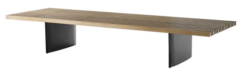 Casa Padrino Luxus Couchtisch Messing / Schwarz 220 x 78 x H. 38 cm - Wohnzimmertisch mit Edelstahl Tischplatte - Luxus Möbel
