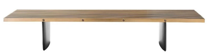 Casa Padrino Luxus Couchtisch Messing / Schwarz 220 x 78 x H. 38 cm - Wohnzimmertisch mit Edelstahl Tischplatte - Luxus Möbel