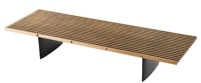 Casa Padrino Luxus Couchtisch Messing / Schwarz 220 x 78 x H. 38 cm - Wohnzimmertisch mit Edelstahl Tischplatte - Luxus Möbel