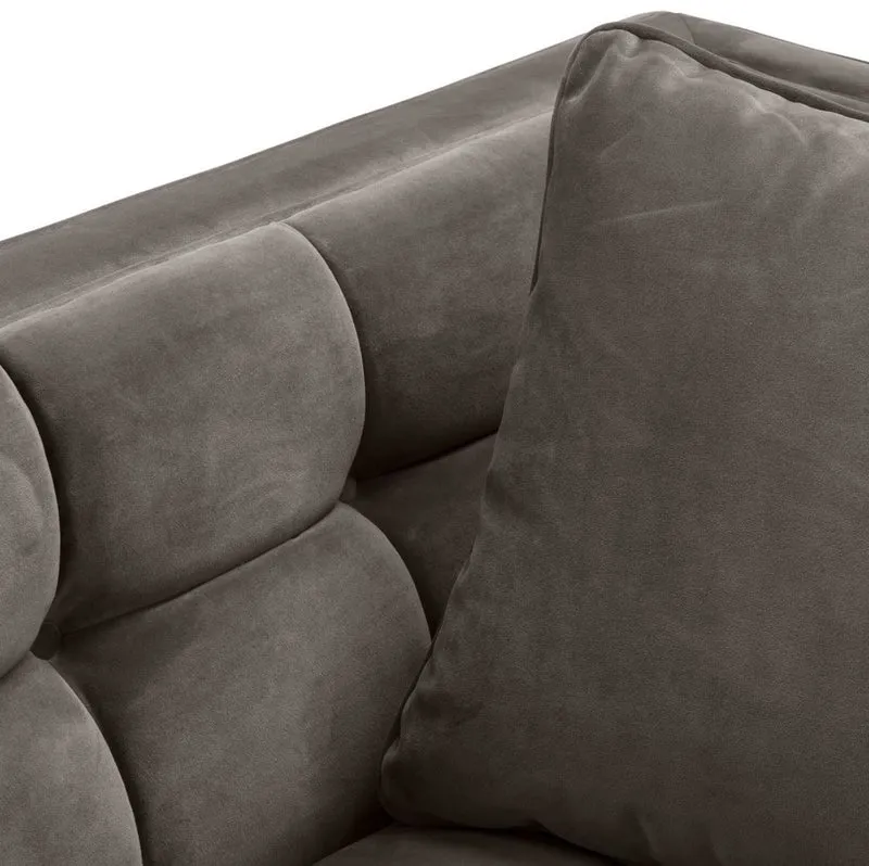 Casa Padrino Luxus Samt Sessel mit 2 Kissen Grau / Messingfarben 104 x 95 x H. 68 cm - Luxus Wohnzimmer Möbel