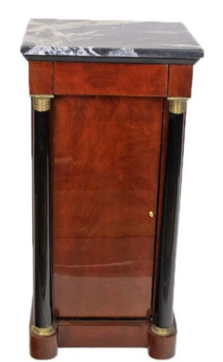 Casa Padrino Barock Mahagoni Säule mit Marmorplatte Dunkelbraun / Schwarz / Gold 40 x 35 x H. 80 cm - Barock Möbel