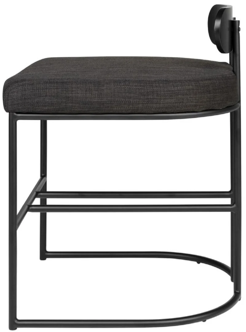 Casa Padrino Designer Esszimmerstuhl Schwarz 46 x 46 x H. 64,5 cm - Moderner Küchenstuhl mit pulverbeschichtetem Stahl - Luxus Esszimmermöbel