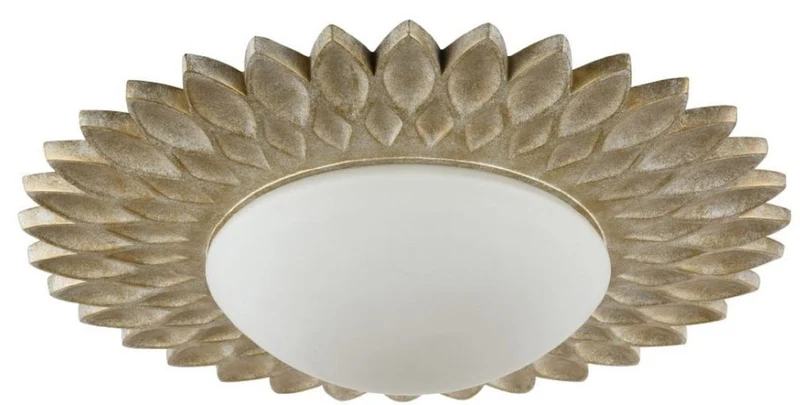 Casa Padrino Designer Deckenleuchte Cremegold / Weiß Ø 56 x H. 10,3 cm - Moderne Deckenlampe