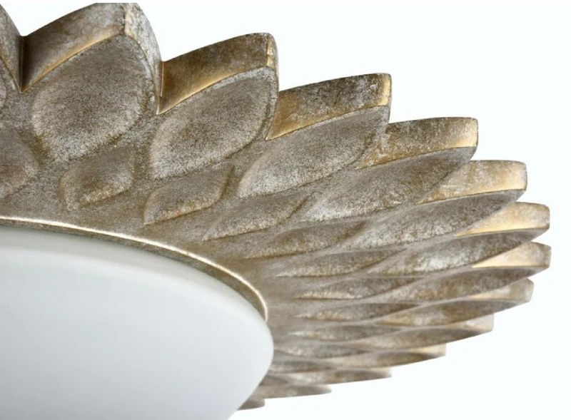 Casa Padrino Designer Deckenleuchte Cremegold / Weiß Ø 56 x H. 10,3 cm - Moderne Deckenlampe