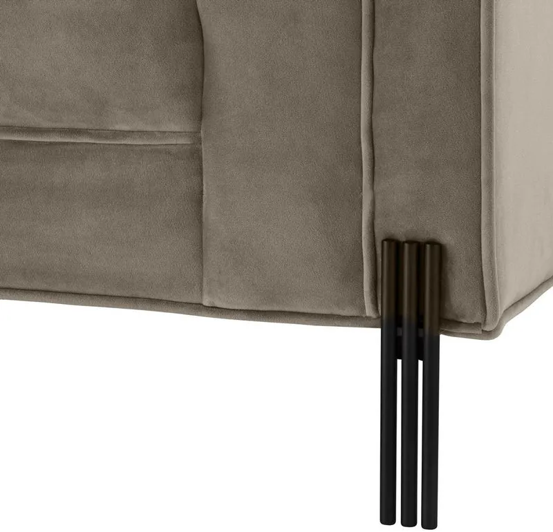 Casa Padrino Luxus Samt Sofa mit 4 Kissen Greige / Schwarz 231 x 95 x H. 68 cm - Wohnzimmer Sofa - Luxus Qualität