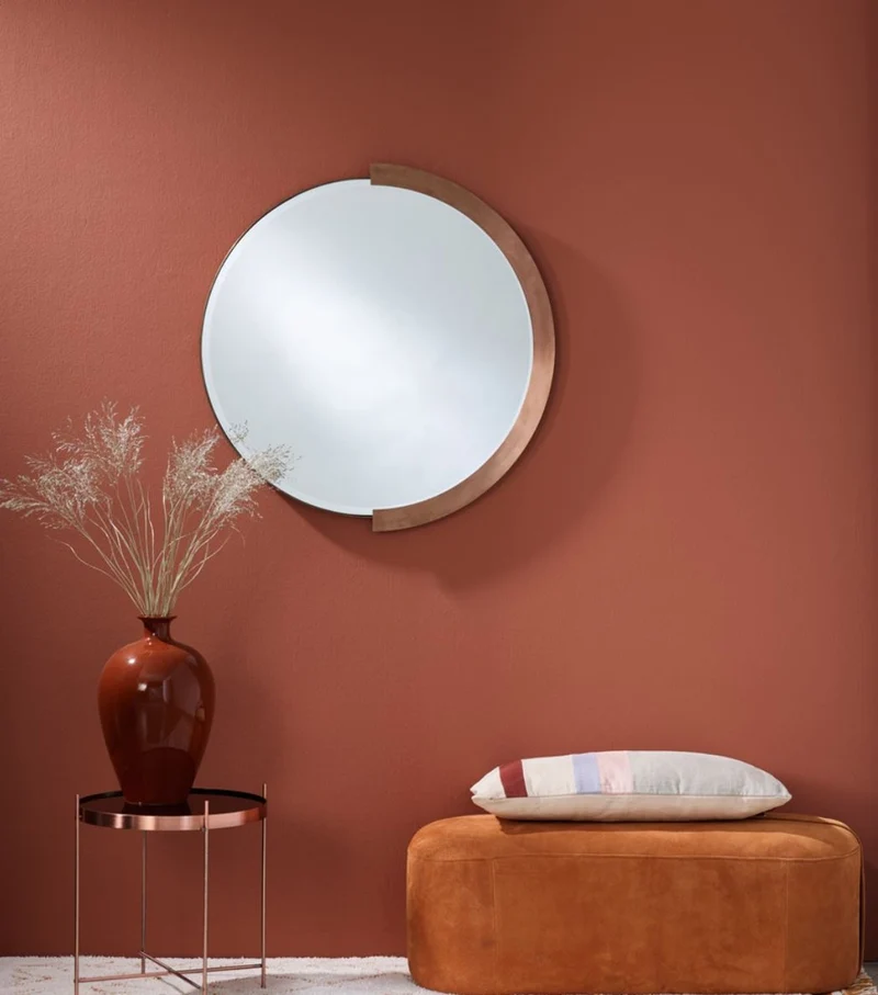 Casa Padrino Luxus Spiegel Rot-Kupferfarben 81 x H. 84 cm - Edler Wandspiegel mit Metallrahmen - Luxus Möbel
